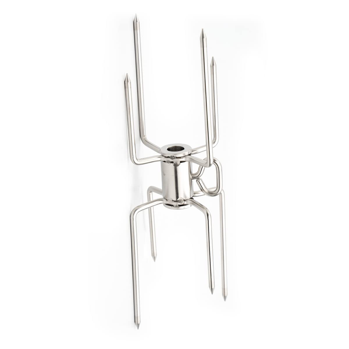 SANTOS Edelstahl Doppel-Fleischklammer, Krallen, Spießgabel, Edelstahl für Drehspieße mit Ø8-10mm - Vierkant Doppel-Forken für Gasgrill-/ Kugelgrill-Rotisserie