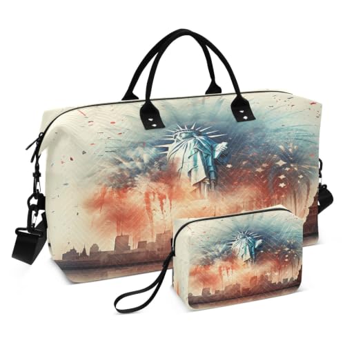 Sac de voyage abstrait feu d'artifice avec trousse de toilette