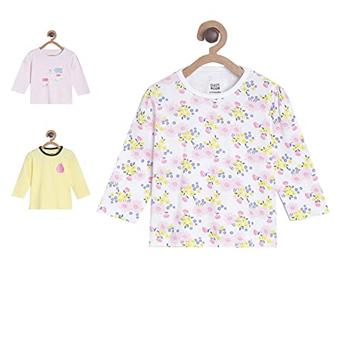Image of miniklub Infant Girls Pack of 3 Printed Pure Cotton Tops