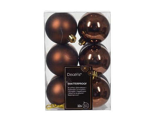 DECORAZIONI ADDOBBI 12 PALLINE DI NATALE D.6CM COLORE BRONZO LUCIDO/OPACO ALBERO