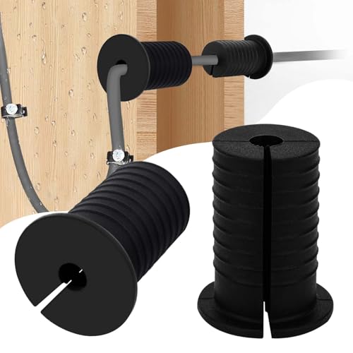 MYZHRE 2 Pcs Starlink Cable Routing Kit for 1 Inch Wall Hole, Starlink Wall Grommet, Perforated Silicone Grommet, Cable Punch Grommet, Wall Grommet for Starlink Ethernet Cable (Black)
