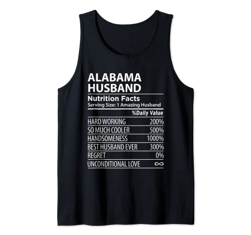 Información nutricional de ALABAMA AL HUSBAND Funny Mens USA State Camiseta sin Mangas