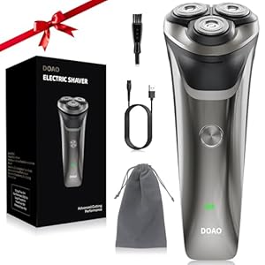 DOAO Electric Razor for Men, 100% Waterproof, Gentle on Sensitive Skin, Wet & Dry Rotary Electric Shavers for Men, Pop-up Beard Trimmer, 120 Min Shaving, 1.5H Fast Charge, Ergonomic Men's Shaver