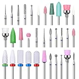 33 Pieces Nail Drill Bits with Box, 3/32 Diamond nail Drill Bit Set, Professional Cuticle Drill Bit,