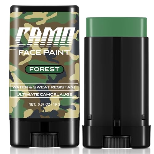 Wismee Camo Face Paint, Water & Sweat Resistant Hunting Face Painting Eye Black Stick,Camouflage Hunting Makeup Stick for Costume Party,Cosplay,Hunting,Army(Green)