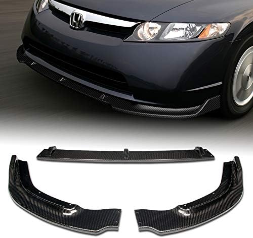 Front Bumper Lip fit for Compatible with 2006-2008 Honda Civic 4 Door/Sedan, Front Bumper Lip Spoiler Air Chin Body Kit Splitter Real Carbon Fiber, 2007 (CS-Style)