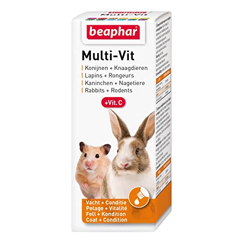 BEAPHAR – Multi-Vit, 12 vitamines pour lapin et rongeur – Contient 11 vitamines + Vitamine C – Renforce le système immunitaire – Action bénéfique sur les dents & les os – Vitalité & Bien-être – 50 ml