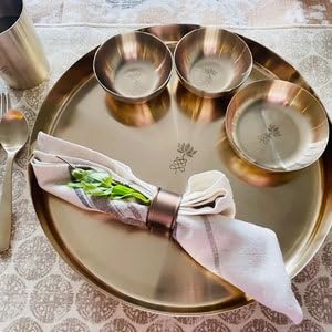Juego de vajilla con grabado de loto de bronce, material de bronce puro, diseño elegante para cenas, comedor en casa, vajilla lista para regalo