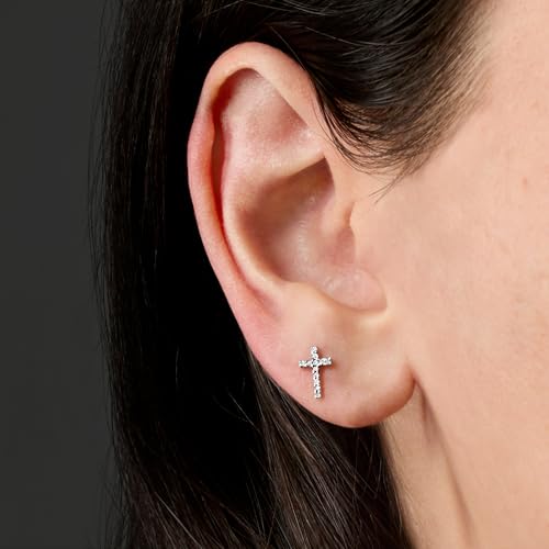 Ross-Simons Cross Earrings With Diamond Accents in Sterling Silver3