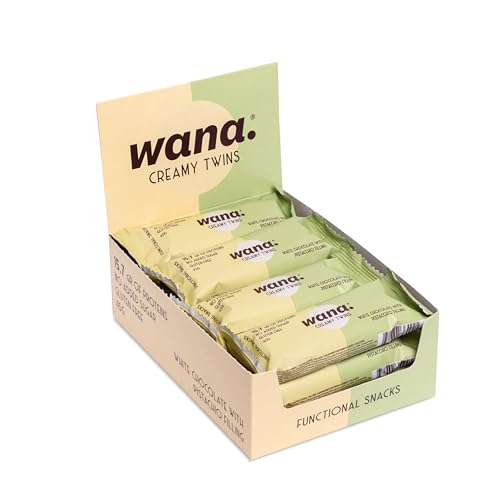 Wana - Lata De Barrita Waffand'cream (12x43g) - Barritas de proteínas - 14 g de proteínas por barra - Crema de chocolate blanco y gianduja