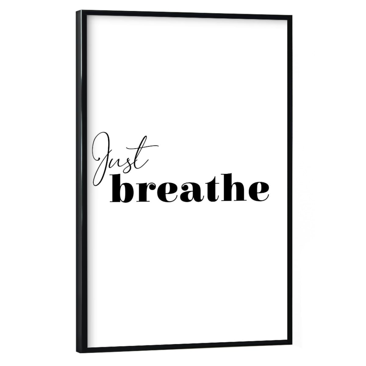 artboxONE Poster mit schwarzem Rahmen 45x30 cm Typografie Yoga einfach atmen - Bild Yoga lehrerzitat motivierend
