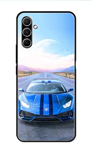 Image of Metal TPU Printed Back Cover for Samsung Galaxy A55 5G (Car with Moon View) 360 Degree Protection | Camera Protection -25092024(AR)