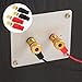 VOSAREA 2 Pairs Connectors Adapters Crimp Barrier Spades Copper Gold Plated 0 Gauge Spade Terminal Crimp for Speaker Wire Cable Terminal Plug- 0GA