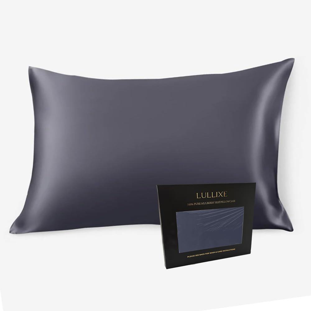 100% Pure Mulberry Silk Pillowcase Premium Grade 6A For Hair and Skin Smooth and Breathable - Standard Size (75x50 cm) (Charcoal Grey)