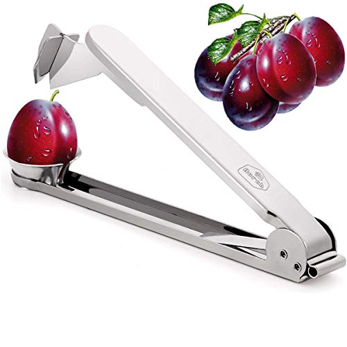 Nurch Plum Pitter Tool, 304 Stainless Steel Plum Stone and Corer Pitter, Ergonomical and Portable Plum Pitting Tool for Kitchen, Great for Cherry, Jujube, Red Date, Hawthorn