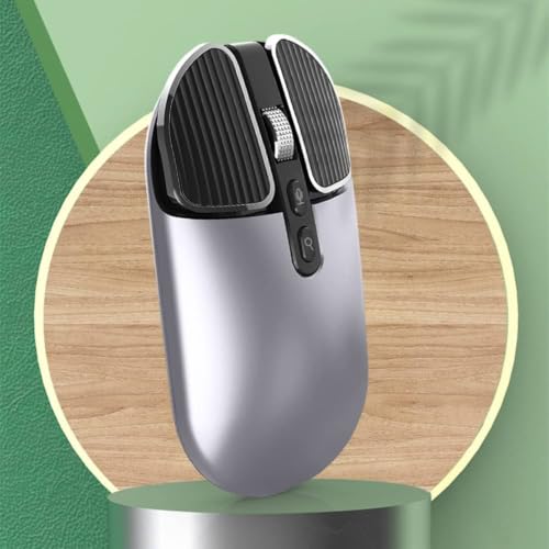Image of KINGSTER Wireless Bluetooth Rechargeable Mouse - Silent Click, Dual Mode (BT 5.2 + 2.4GHz), Adjustable DPI (800 /1200 /1600), Ergonomic Design - for Laptop, PC, Mac (White & Multi-Color) (Grey)