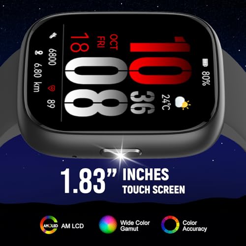 Image of Smart Watch with Alexa & Bluetooth Calling-1.83 inch HD Touchscreen Fitness Watch, Fitness Tracker w /Heart Rate /Sleep Monitor, 30-Day Standby, 120+ Sports Modes, IP68 Waterproof Smartwatch for Android iOS