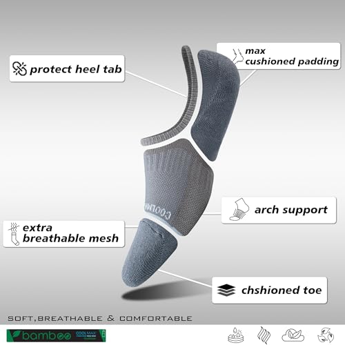 Image of BRISIRA Bamboo Viscose Coolmax Running Golf No Show Socks Women Compression Moisture Wicking Performance Low Cut Tab Athletic