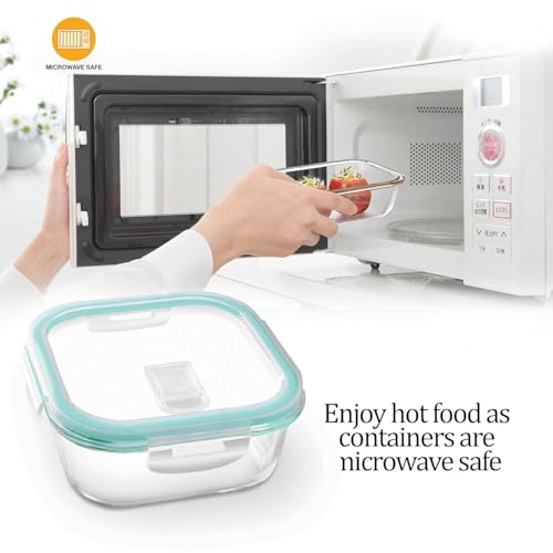 Image of Transparent Glass Lunch Box | Borosilicate Glass Container with Airtight Clip Lock Lid | Microwave, Freezer Safe Glass Tiffin Box (Borosilicate Glass Lunch Box - Square - 500 ml (Pack Of 2)