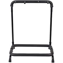 3-Slot Guitar Holder Rack Stand, Heavy Duty Iron with Sponge Padding, Fits Electric Acoustic Guitars, Home Studio Shop Display, Black