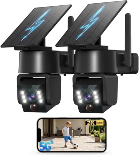 5G & 2.4G Wi-Fi Outdoor Camera Wireless,Solar Security Cameras Wireless Outdoor, 2K 360° PTZ...