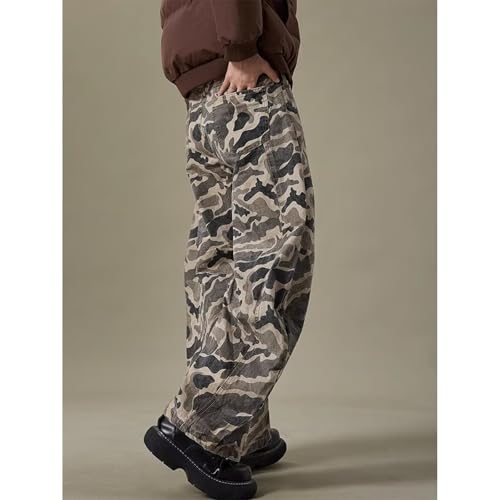 Camo Jeans Men Duck Lounge Camoflash Pants for Men Baggy Wide Leg Army Fatigue Pants for Men Black Camouflage Streetwear3