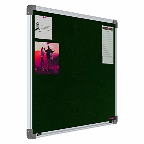 Image of Scholar Art Metis 2x3 Feet Fabric Pin-up Display Board for Wall & Study Table | High Strength Velvet Cloth + High Density Soft Board for Pinning Photos, Sticky Notes & Reminders (Dark Green)