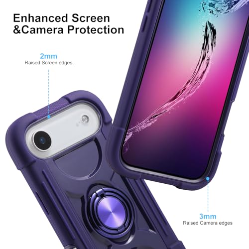 Image of MARKILL Compatible with iPhone with Built-in 360Rotating Ring Stand, Military Grade Drop Protection Full Body Rugged Heavy Duty Case Durable Cover (Deep Purple, iPhone Air)