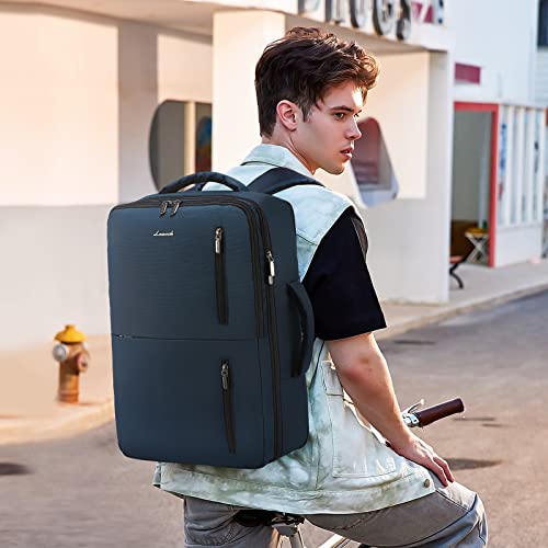 Lovevook Sac A Dos De Voyage Cabine Avion Travail Homme Femme Pour Ordinateur De 17 Pouces Grand Bagage A Main Impermeable Travel Backpack Sac Bleu
