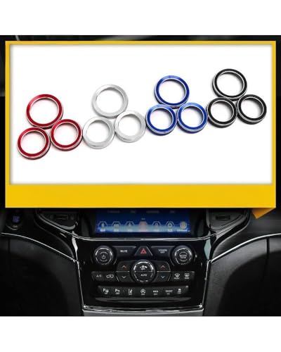 Temperature Adjustment Knob Air Conditioning Ring Volume Radio Button Switch Knob Cover Climate Control HVAC (Red)