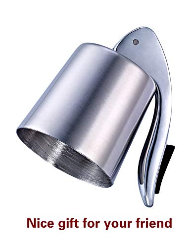 OWO Wine bottle Stopper with Stainless Steel, Wine Preserver, Decorative Wine Saver Vacuum Plug with Silicone, Expanding Beverage Bottle Stopper, Reusable Wine Cork Keeps Wine Fresh (Silver)