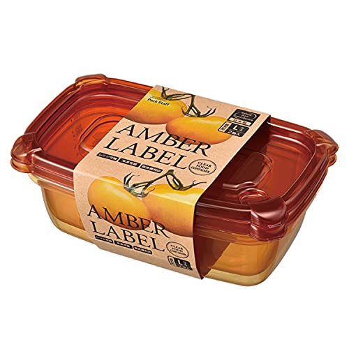 エビス レンジ対応 保存容器 パックスタッフ アンバーレーベル 長方形 L 2個組 680ml PS-6260