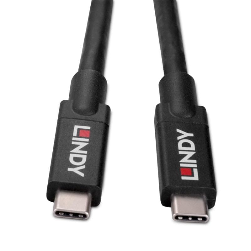LINDY Cavo attivo USB 3.2 Gen 2 da USB-C a USB-C, trasferimento dati 10 Gbps, DisplayPort 1.4, alimentazione 100 W, nero