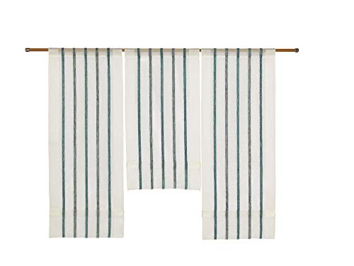 Design Mini Flächenvorhang Set Petrol 2290 | 3 Teile | Scheibengardine Gesamtbreite 90cm (3x30cm) Höhe 80/60/80cm Cover