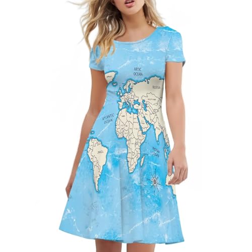 Image of Biyejit Women's Summer Casual Short Sleeve T-Shirt Swing Dress Crew Neck Plus Size S-4XL