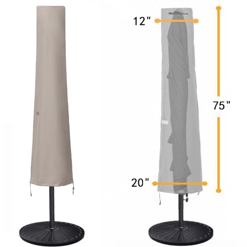 Garden Balsam Patio Umbrella Covers for 10ft to 11ft Patio Umbrellas, Waterproof and Durable Market Parasol Ourdoor Umbrella Covers with Zipper and Rod - Thumbnail 2
