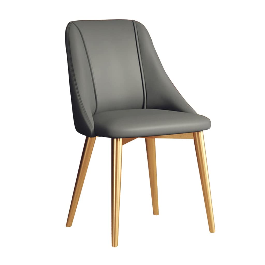 SJIALEN 1 Pcs Dining Chairs, PU Leather Golden Legs Modern Kitchen Chairs Living Room Apartment Balcony Reception Chair Kitchen Chair (Color : Grey, Size : Golden Legs)