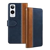 Shantime Leder Flip Hülle Kompatibel mit Cricket ATundT SL219A Hülle Mit Kartenhalter RFID-blockierend Magnetischer Ständer Schlanke Passform Geschäftsschutzhülle(Blau)