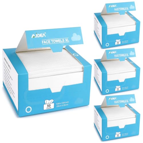 AIDEA XL Face Towels-200Ct, Disposable Towelettes Face Cloths, 9.84"×11.81"