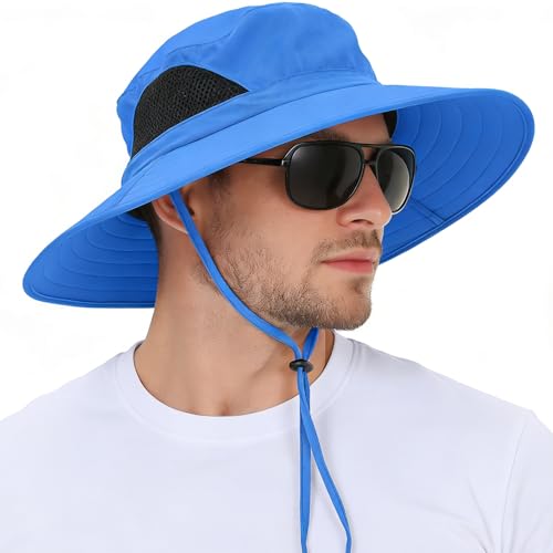 Image of Wide Brim Sun Bucket Hat, Waterproof Boonie Hat for Men & Women | UPF 50+ UV Protection, Adjustable Fit, Chin Strap & Sweatband, Foldable Durable for Fishing Hiking Garden Beach
