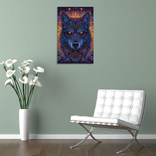 Peinture sur toile de loups éclatants déco murale de salon 50x75cm