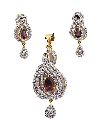 Cobre chapado en oro estilo alta joyería con circonita corte pera exclusivo