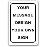 MAIYUAN Personalized Custom White Tinplate Metal Sign with Your Name! (8x12 White/Black, Vertical)