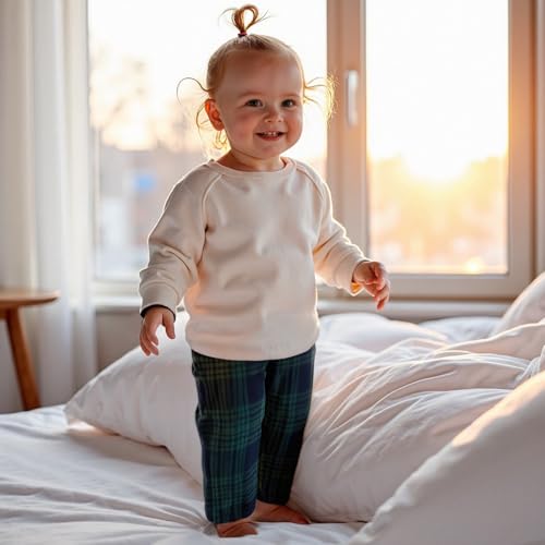 Toddler Baby Boy Girl Gingham Pants Retro Flannel Plaid Pants Fall Winter Elastic Waist Long Trousers with Pockets2