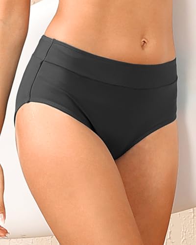 Tempt Me Women Mid Waist Bikini Bottoms - Full Coverage Bathing Suit Swim Bottom Swimsuit Swimwear4