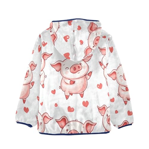 Happy Little Pig Girls Fleece Jacket Girls Fall Jacket Girls Zip Up Hoodie Girls Sherpa Jacket 2-10T2