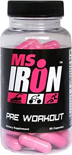 Ms IRON Pre Workout for Women 60 Capsules - Best PreWorkout Pills That Work Fast - Weight Loss Energy Pills