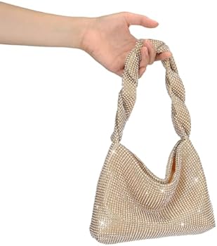 UBORSE Luxe avondtas voor dames, kleine schoudertas, clutch voor ceremonie bruiloft/feest/school/doos handgemaakte strass tassen, A-zilver