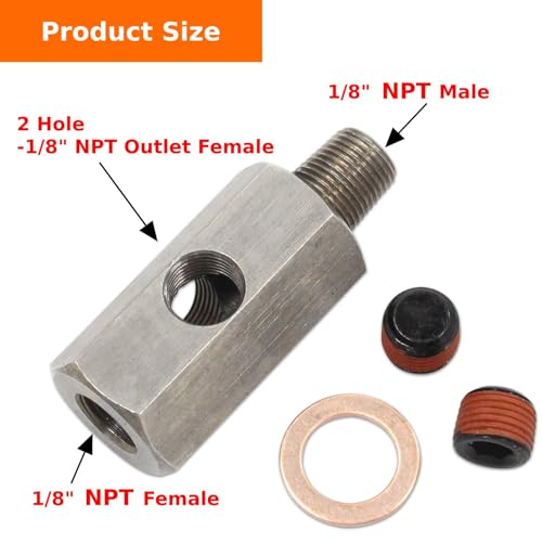 Upgraded 1/8" NPT Oil Pressure Sensor Tee to NPT Adapter Turbo Supply Feed Line Gauge (Double Hole) by jasperautopart - Used condition - Image 4