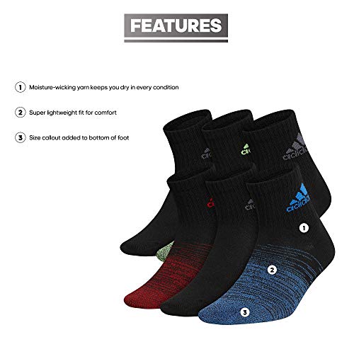 Image of adidas Superlite Badge of Sport Quarter Socks 6-Pair (Little Kid /Big Kid)